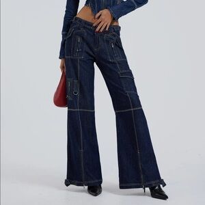 Jaded London Indigo Cargo Jeans Size 24